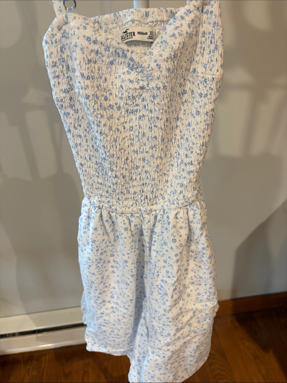 Hollister White Romper with Light Blue Floral Print